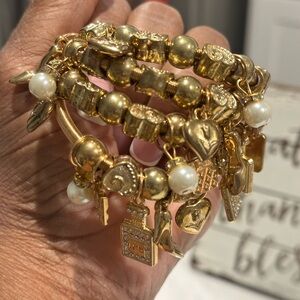 Gold Charm Bracelet Set